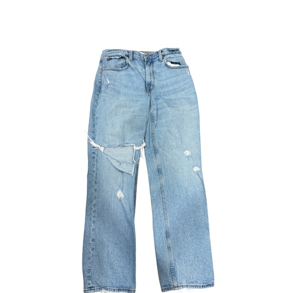 Abercrombie & Fitch Denim - Abercrombie & Fitch The 90s Straight Ultra High Rise Distressed Jeans Light 28S
